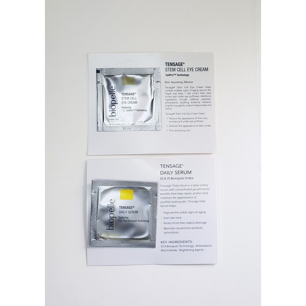 Biopelle Skin Care Mini Samples Tensage: (1) Stem Cell Eye Cream (1) Daily Serum